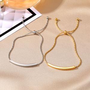 Pulseras de Cadena Personalizadas de Acero Inoxidable con Baño de Oro KISSWIFE, Pulsera de Barra Lisa con <span class=keywords><strong>Nombre</strong></span> Grabado para Enamorados - Product Image 5