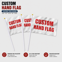Drapeaux à main en polyester personnalisés, imperméables et durables, avec impression numérique et bâton en acrylique, pour les événements sportifs et les manifestations.