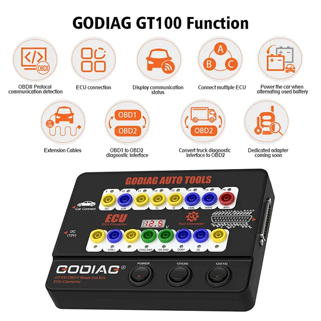 GODIAG GT100 est un tout nouvel outil de test de communication de connecteur ECU et de protocole OBDII avec CGDI MB/ CGDI B/M/W/ CG Pro / AT200