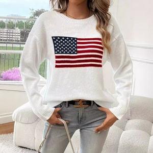 <span class=keywords><strong>Cardigan</strong></span> lungo su misura da donna con motivo a bandiera lavorato a maglia stile coreano Versatile e traspirante per abiti autunnali all'ingrosso - Product Image 4