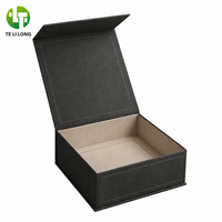 Boîte cadeau en carton rigide magnétique gris foncé haut de gamme, réutilisable, en matériaux recyclés écologiques, avec logo personnalisé imprimé, pour bijoux