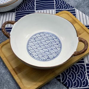 Cuencos de comida de porcelana con doble asa de 7,5 pulgadas, vajilla para el hogar, vajilla de cerámica Retro sencilla, cuenco para Cocina - Product Image 4