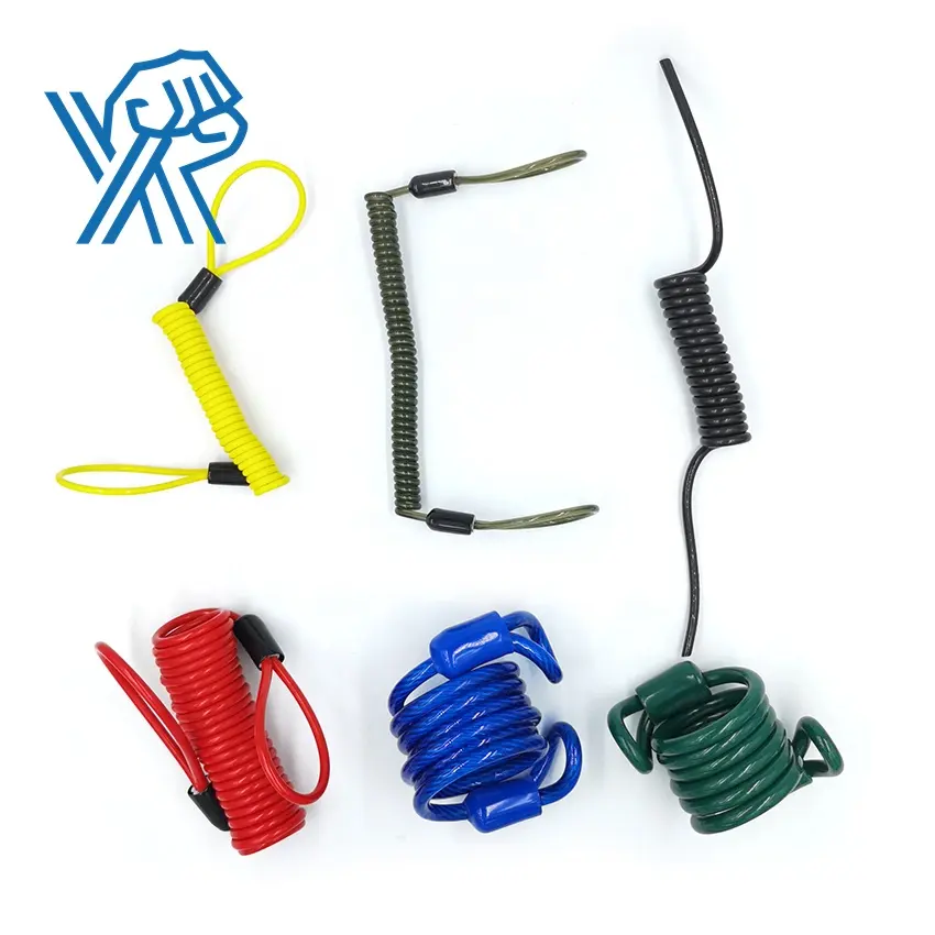 High quality retractable tool lanyard spring rope coiled wire cord for safety use