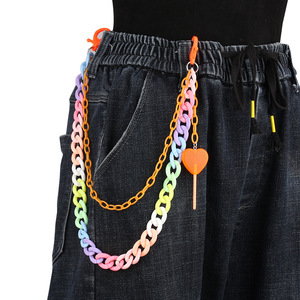 Chaîne de taille double couche en résine couleur bonbon Yueli avec pendentif cœur – Chaîne de corps tendance pour femme, accessoire de fête - Product Image 4