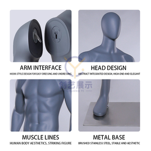 Maniquí masculino de fibra de vidrio para atletismo (sprint) y exhibición de joyería con pose de bádminton, cuerpo completo y músculos en relieve - Product Image 4