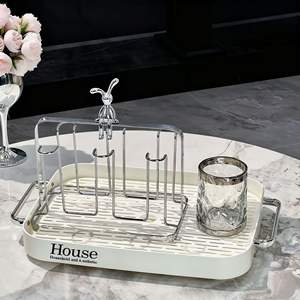 Égouttoir à tasses ovale avec plateau, séchage rapide, support pour verres, pour rangement de salon - Product Image 2