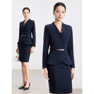 Professional Women's Gray Suit Long Sleeve Skirt Set Hotel Uniform Fall 2025 - Product Image 2