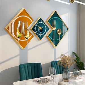 Decorazione per Soggiorno, Orologio da Parete a 3 Pannelli in Stile Nordico di Lusso, Dipinto in Porcellana con Cristalli, Quadro Moderno Minimalista per Sfondo Divano - Product Image 6