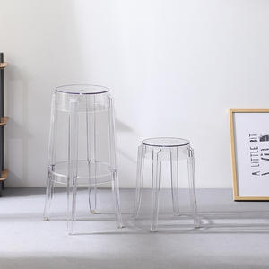 Transparent Acrylic Bar <b>Stool</b> Crystal High <b>Stool</b> Modern Minimalist Round Design Living Room Furniture Durable Plastic Seat - Product Image 3