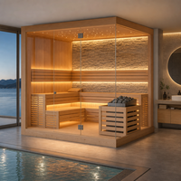 Cabine de sauna traditionnelle d'intérieur en bois massif de pruche canadienne pour 4-5 personnes, sauna sec familial, vente en gros directe usine