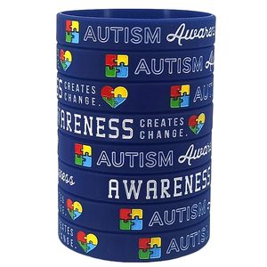 สร้อยข้อมือการให้ความรู้ออทิสติกคําเตือนทางการแพทย์ที่เต็มไปด้วยหมึกเนื้อหลากสีพร้อมสายรัดข้อมือกีฬาซิลิโคนสีสันสดใส - Product Image 1