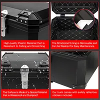 Boîte à bagages universelle pour moto en plastique 45L, étanche, antichoc, avec serrure, pour casque et autres objets