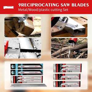 21V Cordless Reciprocating <b>Saw</b> Tool-free Blade Change 6 Blades Kit for Wood Metal Stone & Tile Cutting DIY SS01 Cordless Recipro - Product Image 3