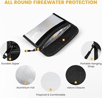 Sac à documents ignifuge sac d'argent résistant à l'eau pour argent, téléphone portable, tablette, carte de crédit, passeport