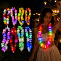 Kalung Bunga LED Hawaii Warna-warni Grosir, Aksesoris Pesta Menyala untuk Acara Pesta Luau, Pantai, dan Karnaval