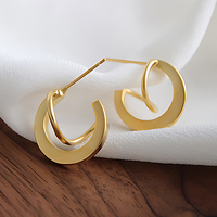 Boucles d'oreilles créoles abstraites mates en or 18 carats, boucles d'oreilles géométriques en argent sterling 925, bijoux fins personnalisés pour femmes, vente en gros