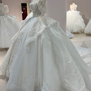 لجانمبر DW0092 عصري أفريقي تقليدي فستان أم العروس ياقة مربعة دانتيل كريستال ديكور قطار مصلى للأزواج - Product Image 4