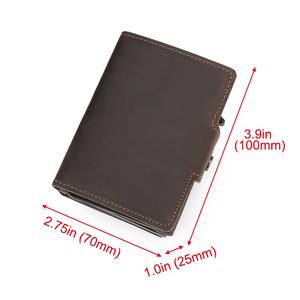 Portefeuille <span class=keywords><strong>homme</strong></span> vintage en aluminium anti-RFID avec <span class=keywords><strong>porte</strong></span>-cartes métallique et poche à monnaie en cuir Crazy Horse - Product Image 4