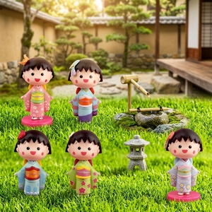 Japanische Niedliche Cartoon Kimono Chibi <span class=keywords><strong>Maruko</strong></span> Actionfigur 3D PVC Auto Büro Schreibtisch Kuchen Deko-Set Geschenk für Jugendliche und Erwachsene Original - Product Image 3