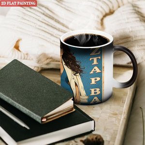 Special Mug For Hot Cocoa Lovers Frosted Black 11oz Ceramic Heat Color Changing <b>Magic</b> <b>Cup</b> - Product Image 3