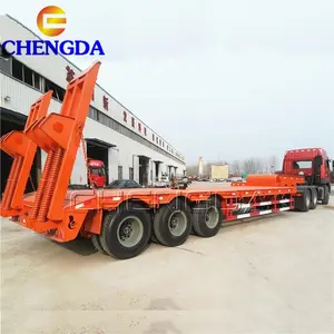 Sử Dụng 2 Dòng 40Ft Cổ Ngỗng 3 Trục 4 Trục Giường Thấp Xe Tải Thấp Trailer