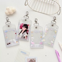 Porte-cartes professionnel double face en PVC style coréen personnalisable avec votre logo, pince mousqueton, porte-carte photo, pendentif, porte-clés 3 pouces