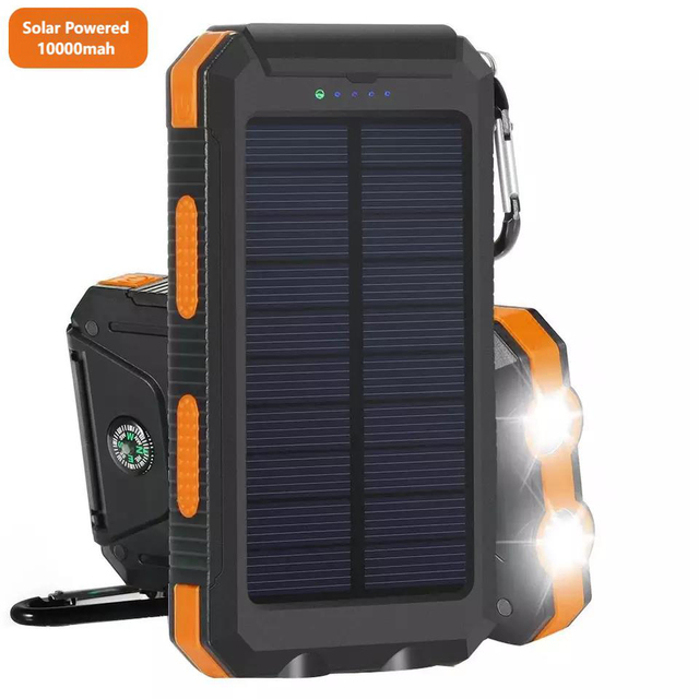 Waterproof Solar Power Bank Fast Charging for Cell Phone Mini Solar Rechargeable Power Bank 10000MAH