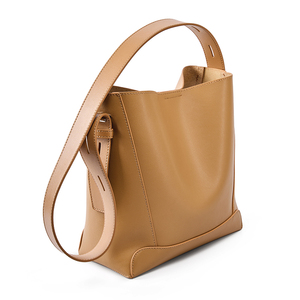 Adjustable Strap Solid Color Large Capacity Genuine <strong>Leather</strong> Waterproof Magnetic Button Closure <strong>Bucket</strong> Crossbody Tote <strong>Women's</strong> <strong>Bag</strong> - Product Image 3