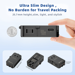 Wontravel 3AC Socket 40W PD Multiple USB Type C All in One Ports Worldwide Universal Mini Ultra-thin Travel Adapter - Product Image 3