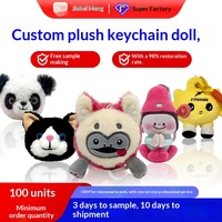 Porte-clés en peluche personnalisé en polyester, taille 6-15 cm, unisexe, pour breloque de sac à dos, décoration de voiture et poupée mignonne
