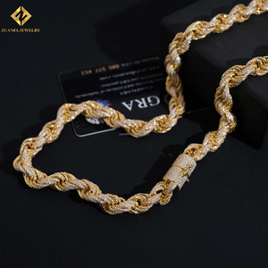 Popular Fashion Rapper Jewelry Hip Hop Iced Out 10mm Width Fully Stone VVS Moissanite Pass Diamond Tester <b>Rope</b> <b>Chain</b> S925 Silver - Product Image 4