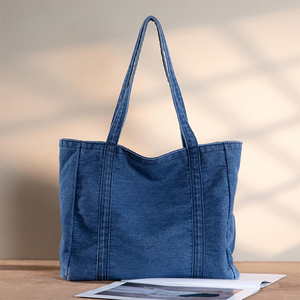 Logo personnalisé West Denim Sac fourre-tout pour femmes Jean Sacs à main à bandoulière et Sacs à main Denim Sacs à main - Product Image 4