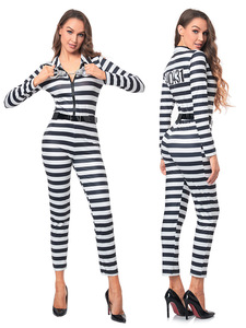 Sexy <strong>Uniform</strong> Adult Black and White <strong>Prison</strong> <strong>Uniform</strong> Lady Stage Play Orange Women Costume Props Halloween Rave Party Dress - Product Image 2