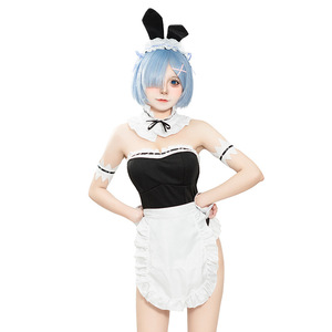 Costume de <span class=keywords><strong>cosplay</strong></span> Ram et <span class=keywords><strong>Rem</strong></span> inspiré de l'anime pour Halloween, tenue de lapin sexy, uniforme de femme de chambre, tenue sexy pour femmes adultes, sous-vêtements sexy - Product Image 4
