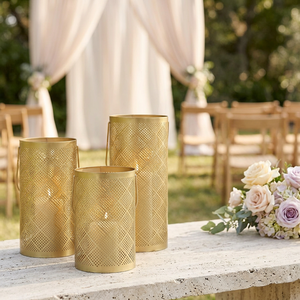 Latest Hot Selling A.K Handicrafts <b>Gold</b> Metal Handmade Durable Cylindrical Votive Candle Holder <b>Lantern</b> for Home Garden - Product Image 2