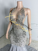 Ocstrade Robe de Bal Longue Scintillante de Luxe sans Manches avec Strass Argentés, Haute Qualité, Élégante Robe de Soirée 2025