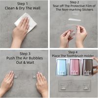 Support mural pour brosses à dents, écologique et robuste, avec 3 gobelets ronds, idéal pour la salle de bain, la famille ou le dortoir