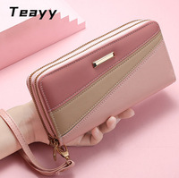 Dompet Panjang Wanita Model Vintage dengan Ritsleting, Bahan Kulit PU, Multifungsi, Dompet Koin Kecil dengan Banyak Slot Kartu