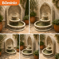 Fontaine murale décorative pour salon intérieur, style européen moderne, panneau sculpté à la main beige personnalisé, effet cascade