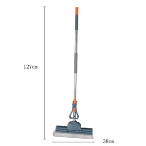 Mopa de PVA de 38 cm con varilla de elevación y bandeja de plástico, tipo plegable con escurridor, cabezal rectangular para limpieza de pisos - Product Image 1