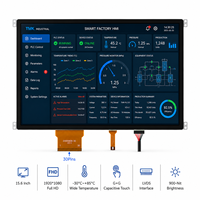 Modul LCD TFT Temperatur Lebar TMK 15.6 inci 1920x1080 IPS LVDS G+G Layar Sentuh Kapasitif -30C~+85C Full HD LED Backlight 900cd/m