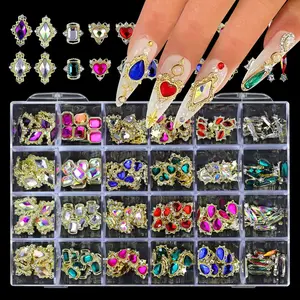 3D lujo famosa marca joyería diseñador uñas encantos Metal uñas diamantes de imitación decoración para uñas Diy