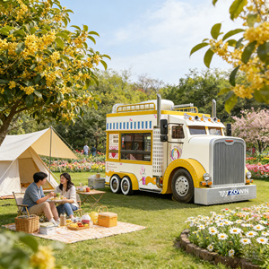 Hand Push Mobile Food Cart Outdoor Snack Vending Cart for Hot Dog Ice Cream Fast Food Street Business - Product Image 1