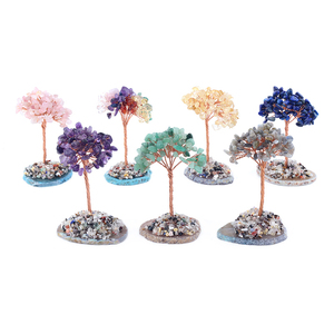 Arbre en pierres semi-précieuses naturelles faites à la main en gros, base en tranches d'agate pour cadeaux - Product Image 4