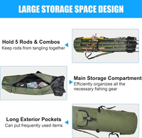 Organisateur de moulinet de canne à pêche polyvalent et durable Polyester PVC toile sangle de taille pliable étanche sac de rangement de canne à pêche pour unisexe