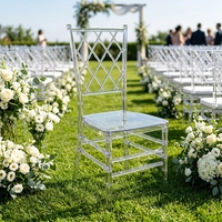 Chaise Chiavari en acrylique transparente avec dossier en treillis diamant, empilable, pour salle à manger, banquet, mariage, hôtel, événement