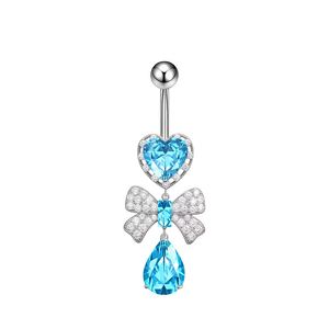 Precio de Fábrica: Piercing de Ombligo de Acero Inoxidable Azul con Circonita Cúbica y Mariposa, Joyería Elegante para Mujer - Product Image 5