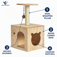 Arbre à chat en bois, condo pour chat, griffoir en sisal, tour pour chat, meubles pour chat d'intérieur, plateforme d'escalade