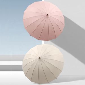Nouveau Parapluie Droit Semi-Automatique Haut de Gamme 16K pour Femme avec Long Manche et Impression Publicitaire Anti-UV - Product Image 4