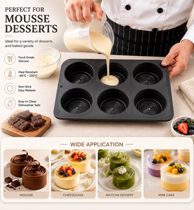 Moule à gâteau en silicone noir à 6 cavités en spirale 3D, antiadhésif, facile à démouler, pour mousse, cupcake, dessert - Product Image 5
